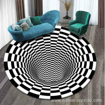 American black white grid 3D stereo vision carpet